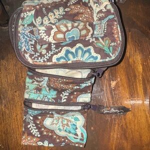 Vera Bradley Floral Cosmetic Bag - Brown and Blue